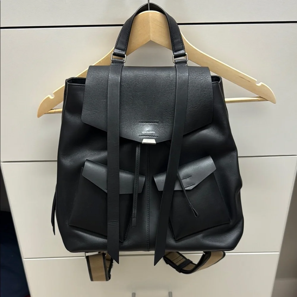AllSaints Darcy Black Leather Backpack - Picture 1 of 6